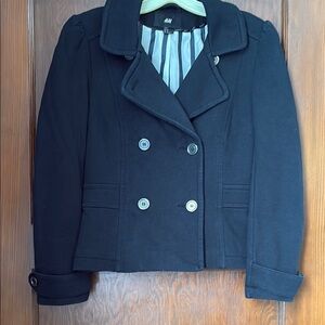 H&M Black Double-Breasted Women's Jacket